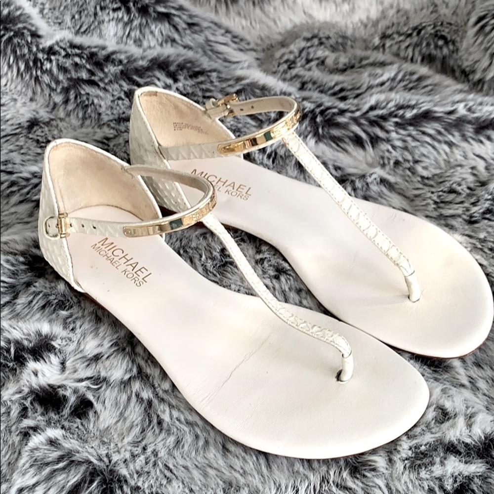 MICHAEL Michael Kors White Faux Snake Sandals 5.5 - Picture 2 of 9